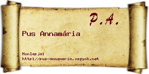 Pus Annamária névjegykártya